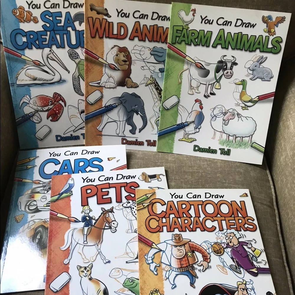 COPY - You Can Draw 6 Books Sea Creatures Wild Animals Farm Animals Cars Pets C…
